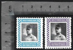 Germany WWI WELTKRIEG 1914 poster stamps (2) Feldzengmeister Paul Puhallo vBrlog