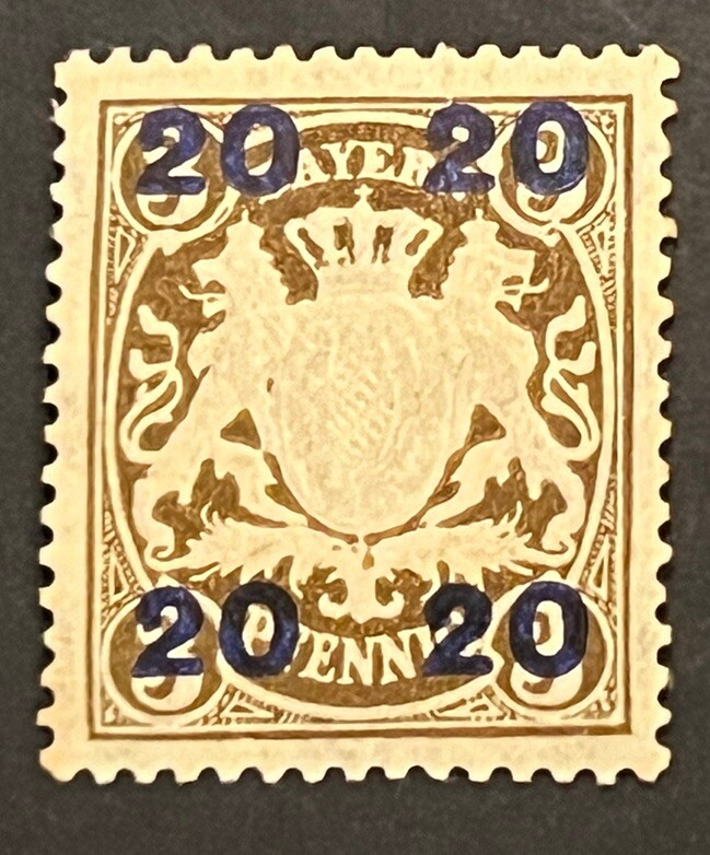 Travelstamps: 1920 Germany Bayern Overprint Stamp Mi 177 – Mint MOGH
