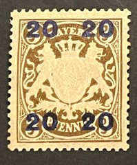 Travelstamps: 1920 Germany Bayern Overprint Stamp Mi 177 – Mint MOGH