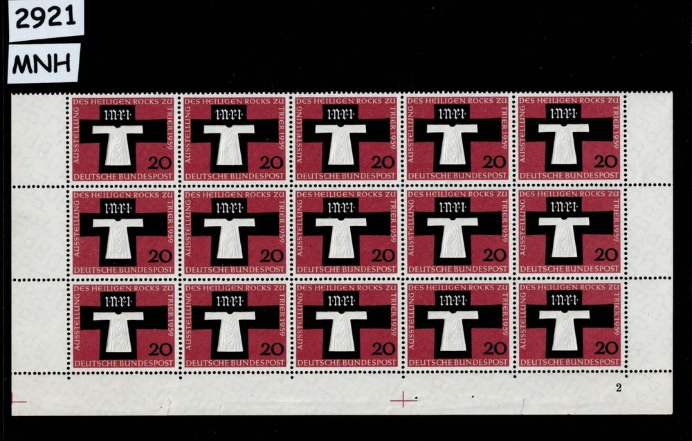 MNH stamp block Robe of Christ Embossed 1959 Bundespost Germany #2921