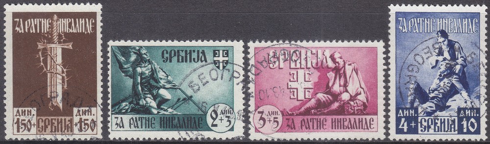 Germany Occupation Serbia Mi 86-89 1943 WWII War Era USED