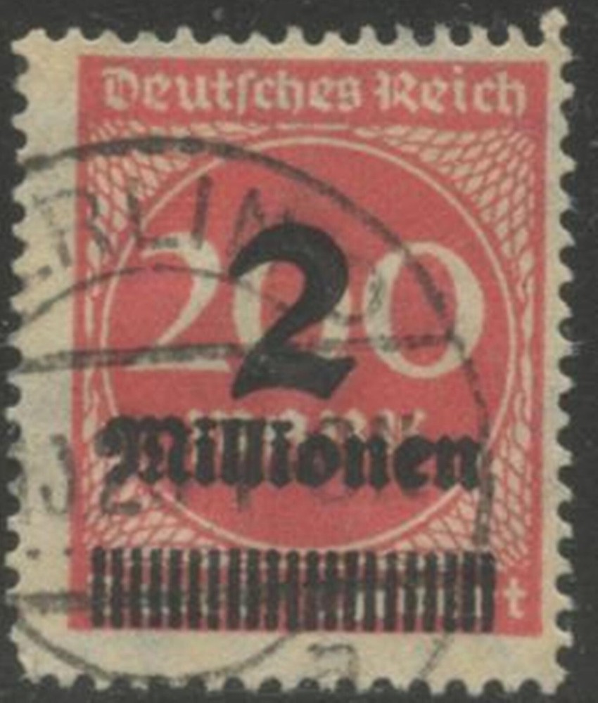 GERMANY Sc#269 1923 2 mil m on 200 m Rose Red Scarce Used