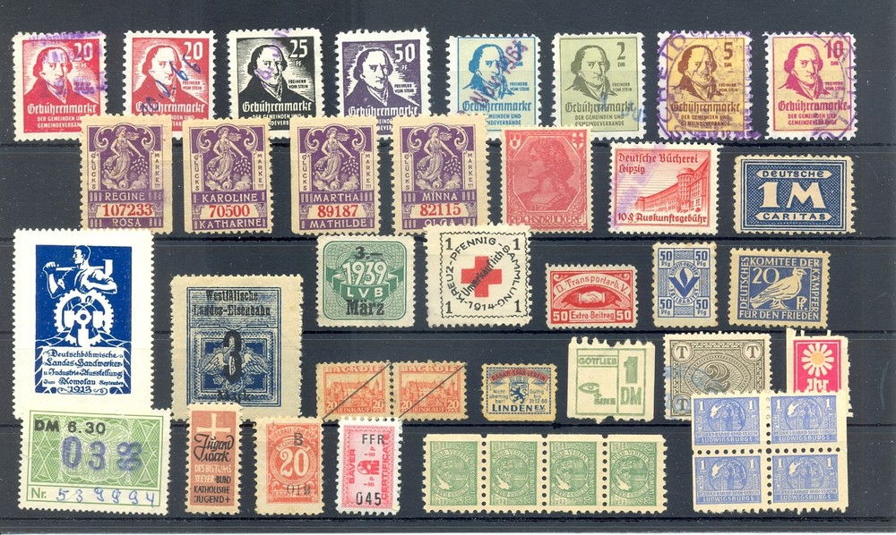 GERMANY 40 x POSTER STAMP – LABEL -REVENUES -BACK OF BOOK -F/VF