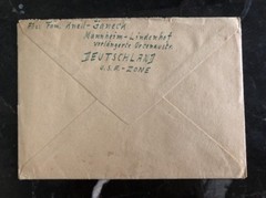 1949 Mannheim Germany USA zone Post WW2 Cover To Modesto Ca Usa