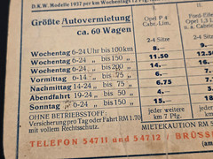 1937 THIRD REICH DKW FORD OPEL Car Auto Rental card Postcard WW2 WWII German