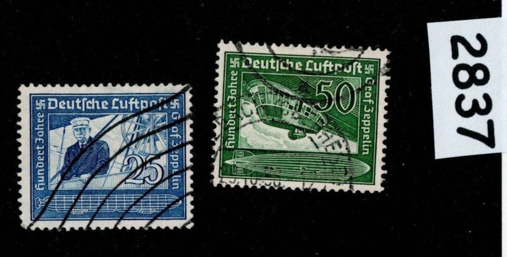 Stamp set Sc C59-60 1938 Graf Zeppelin & Hindenburg Germany Airmail #2837