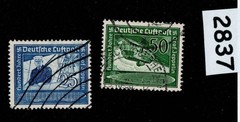Stamp set Sc C59-60 1938 Graf Zeppelin & Hindenburg Germany Airmail #2837