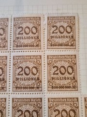 German Stamps Third Reich HyperInflation block of 91 stamps 1923 200M million