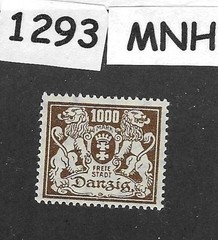 MNH stamp Issued 1923 Scott #127 Danzig Poland Germany Free city #1293