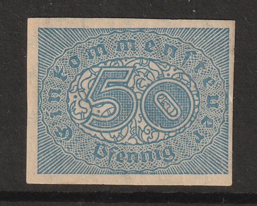 Germany 1920s 50p Imperf Tax Revenue MNH / Wmk Quadfoil – S45026