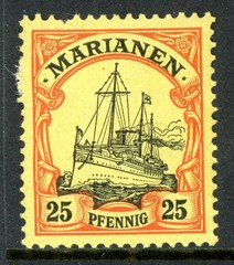 Germany 1901 Mariana Islands 25pf Yacht Scott #21 Mint Y13