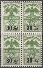 Stamp Germany Revenue Block WWII Fascism War War Era Tax Duty 030 060 MNH