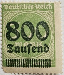 Germany 1923, Inflation Overprint, 800 Thousand Marks Over 300 Marks, MINT, MNH