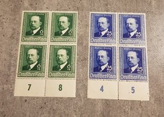 DEUTSCHES REICH-1940-EMIL VON BEHRING SETS IN BLOCKS OF FOUR MNH