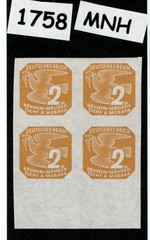 MNH stamp block Sc P11 Newspaper German Occupied Czechoslovakia WWII 1943 #1758