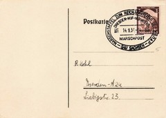 1936 special-event (propaganda) postcard Nazi Germany MI633 Marschpost Cancel