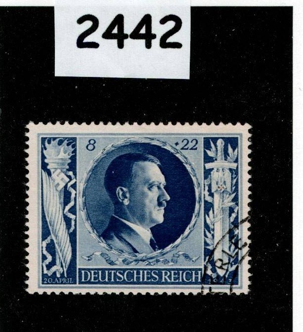 Used stamp B233 1943 Adolf Hitler 54th Birthday WWII Germany #2222
