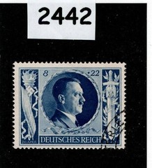 Used stamp B233 1943 Adolf Hitler 54th Birthday WWII Germany #2222