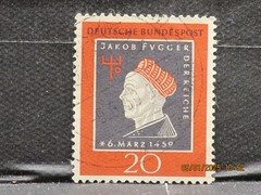 The listing:(1)1959-Banker Jakob Fugger 500th Ann. 20Pf German Postage Stamp-LH