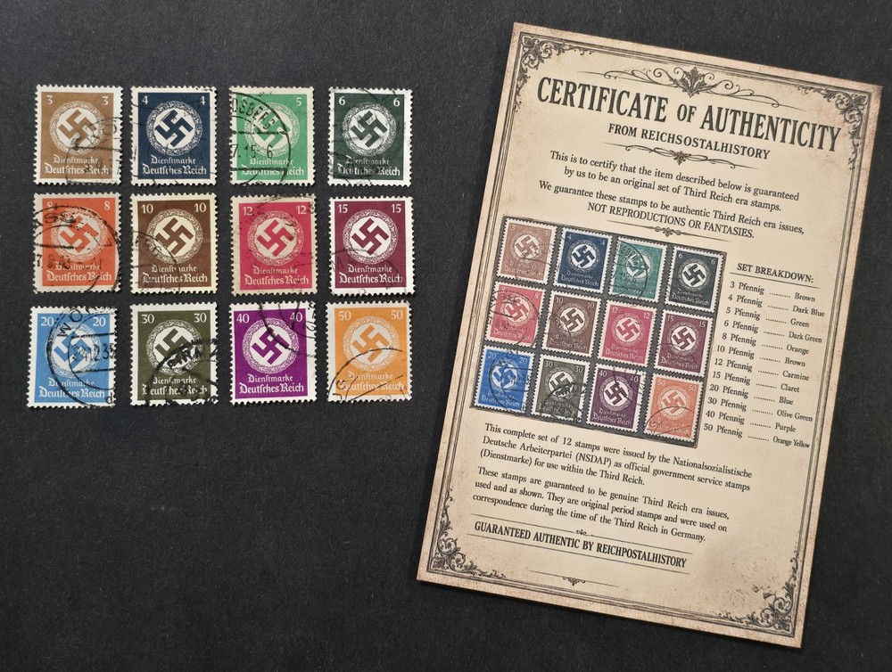 Nazi German THIRD REICH SWASTIKA OFFICIAL NSDAP Full Set w COA Card WW2 German