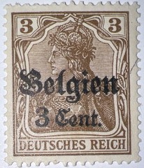 Travelstamps: Germany Offices in Belgium Stamps, 3c on 3pf OP Mint MOGH Wmk