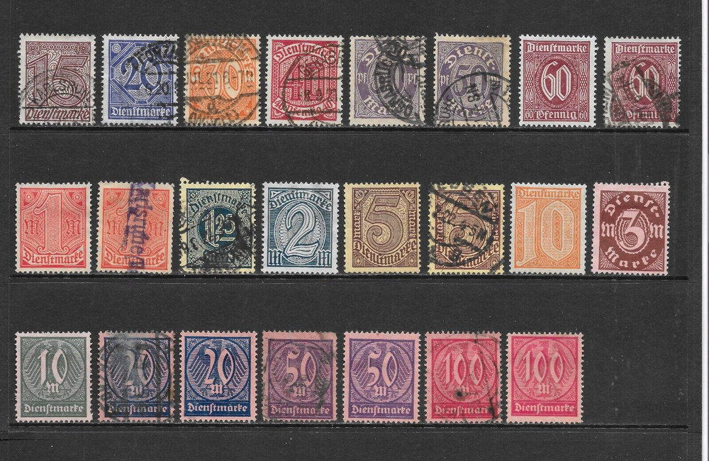 GERMANY OFFICIAL ISSUES 1920 to 1923 VARIOUS MNG/USED ISSUES