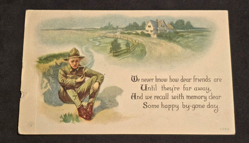 WW2 WWII US Army soldiers military postcard sent from hospital to DC 1914