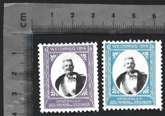Germany WWI WELTKRIEG 1914 poster stamps (2) Gen Giesl Freiherr von Gieslinge
