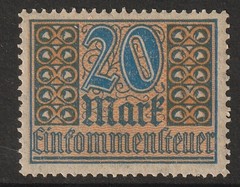 Germany 1920s 20m Tax Revenue MNH / Wmk Quadfoil – S45028