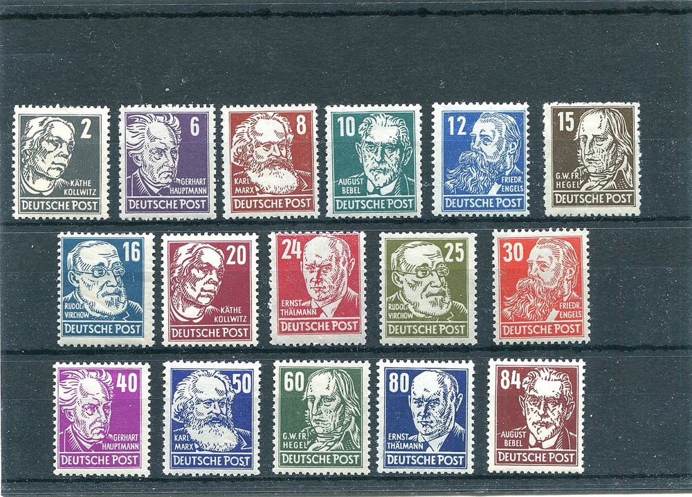 GERMANY SOVIET OCCUPATION ZONE 1948 GERMAN PERSONALITIES 10N29-10N44 PERFECT MNH