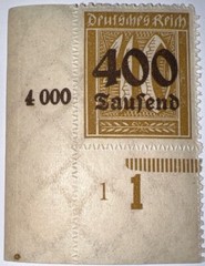 Travelstamps: 1923 Germany Deutsches Reich Stamps Mi: 300, 400 000 Mark, MOGNH