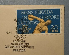 Vintage First Day Cover Stamp 20 Years National Olympic Committee of the GDR