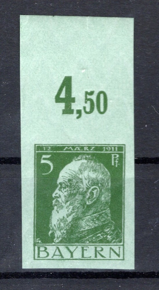 Bayern 77IU OR Mint Unhinged Top Perforated MNH Fresh Postfrisch 30++EUR
