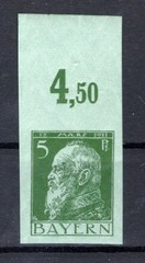 Bayern 77IU OR Mint Unhinged Top Perforated MNH Fresh Postfrisch 30++EUR