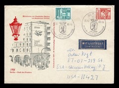 EAST GERMANY (DDR) To US;1986 “STADT DES FRIEDENS” COMMEMORATIVE AIRMAIL COVER