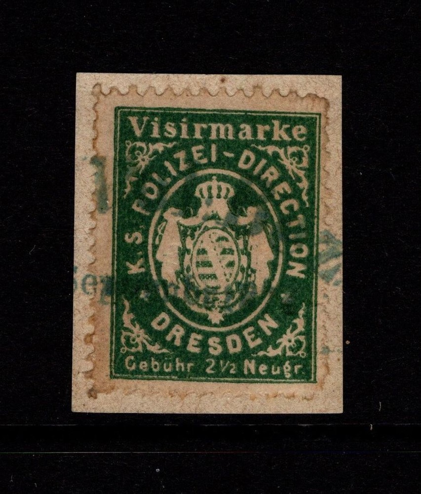 Germany 1860s Dresden 2.50m Police Revenue On Piece – S56135