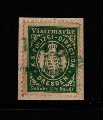 Germany 1860s Dresden 2.50m Police Revenue On Piece – S56135