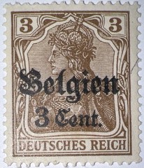 Travelstamps: Germany Offices in Belgium Stamps, 3c on 3pf OP Mint MOGH Wmk
