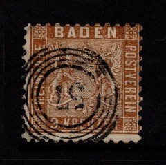 Baden SC# 17a Used Dk Brown / Crisp Numeral 57 Cancel – S51806