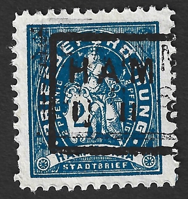 Germany HAMBURG 1886 2pf local post stamp perf. 11 1/2 used #4B