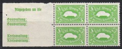Stamp Germany Revenue Block WWII 3 Reich VW War Era KDF Volkswagen Inscript MNH