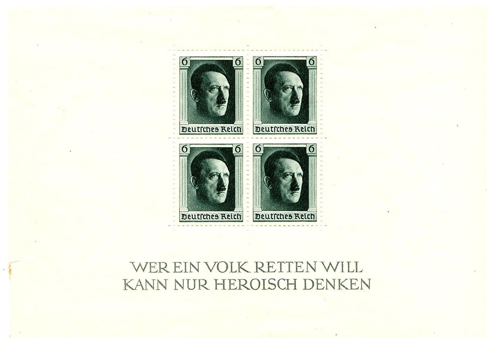 1937 6 pfennig Adolf Hitler mini sheet unused mint never hinged condition B102