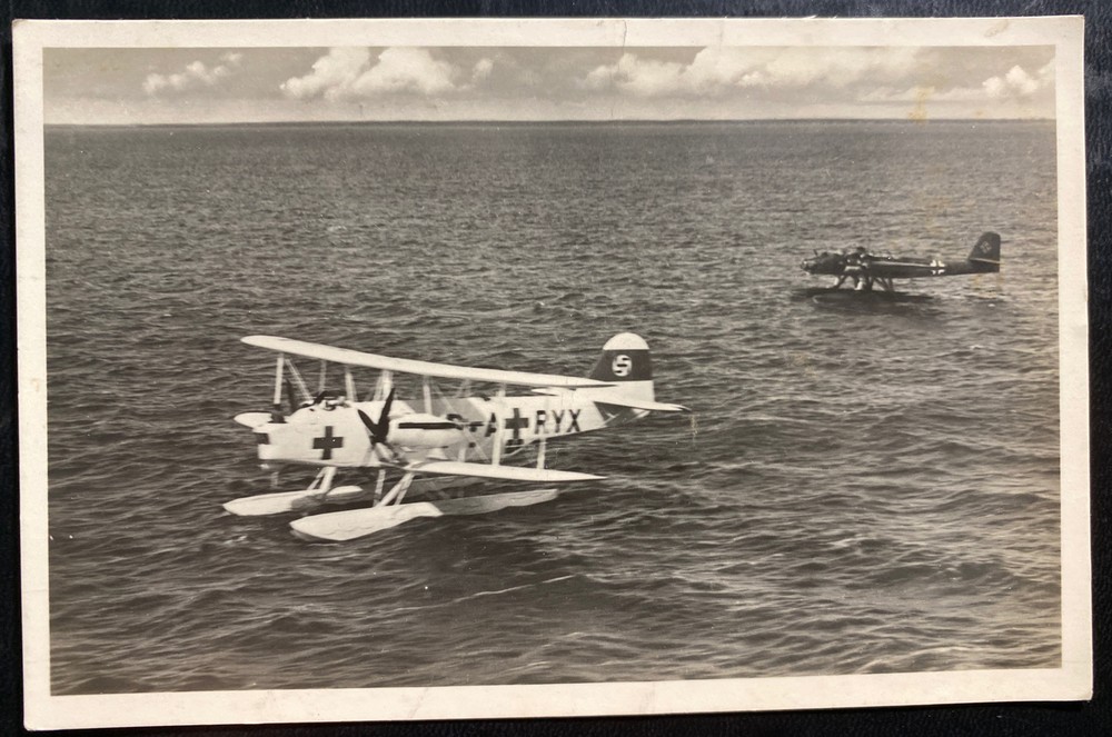 1942 Germany Feldpost RPPC Postcard Cover Our Luftwaffe Sea Plane Heinkel 59