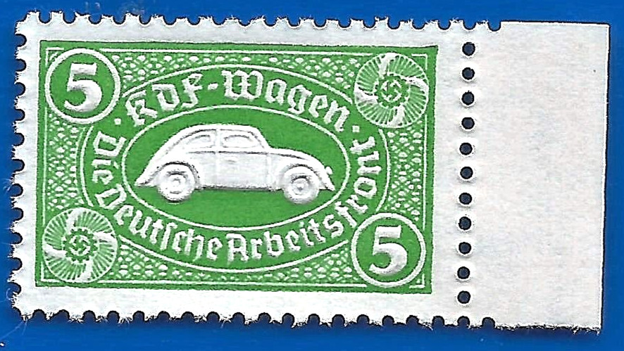 1938 Nazi Germany embossed VW Volkswagen Third 3rd Reich savings stamp MNH RARE