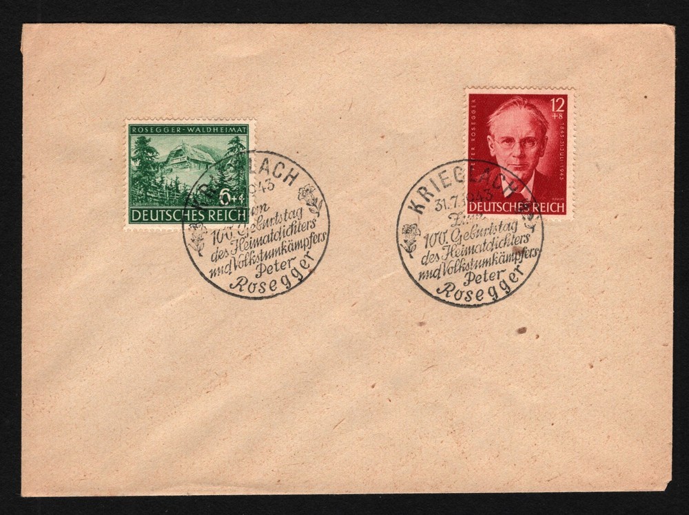 OPC 1943 Germany Sc#B241-2 Semi Postal Set Krieglach Event Cancel Unaddressed