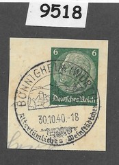 Stamps Sc 419 President Hindenburg Third Reich Bonnigheim Germany cancel #9518
