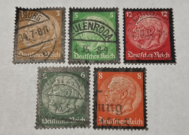 Deutsche Reich 1934 Germany Hindenburg Memorial Stamps With Black Border