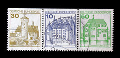 Germany Stamps Sc 1231-36 Deutsches Bundespost Glucksburg Ludwistein Strip of 3