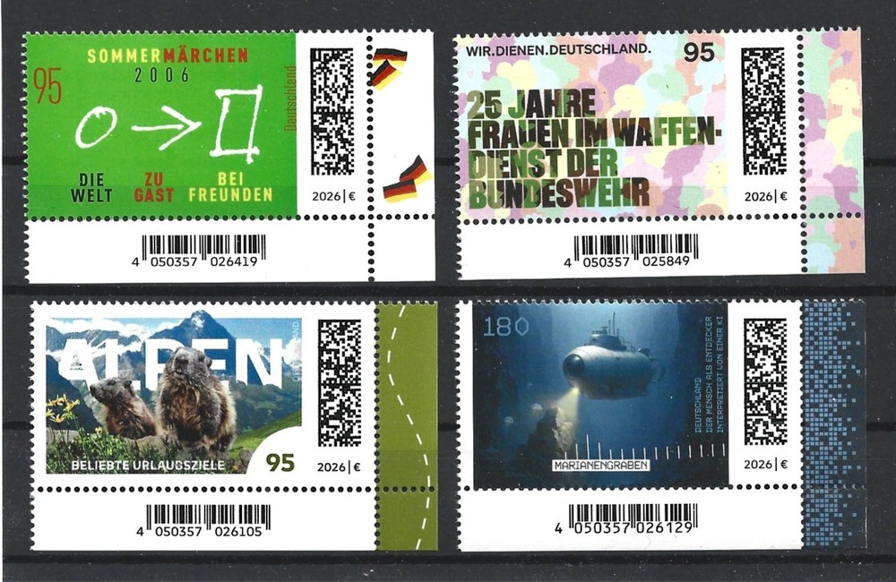 Germany 2026 JUNE Stamp Issues Commemoratives Right Bottom Corners MNH