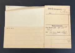 WW2 WWII German Third Reich Deutsche Reichspost Telegram Document